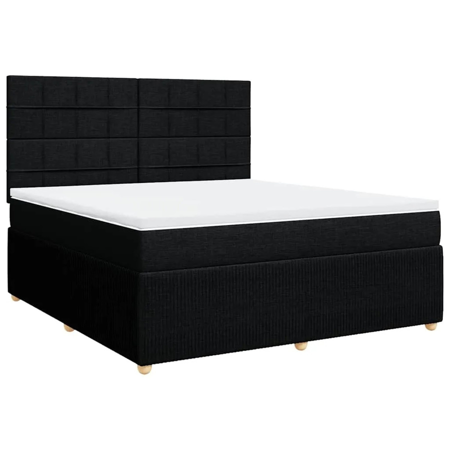 vidaXL Boxspringbett mit Matratze Schwarz B/T/H: 180 x 200 x 150,5 cm, Hybrid-Modell mit USB-Ladeport und Unterbettbeleuchtung - Bild 2