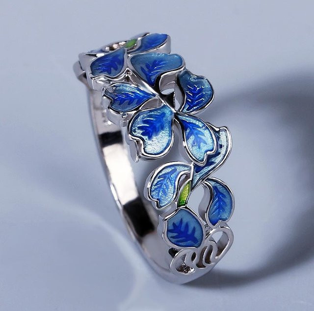 YIRAN Eisblumenring, Emaille, grau, Unisex - Bild 1