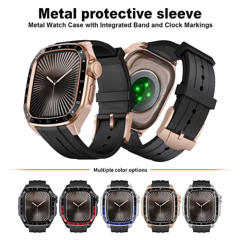 Uhrenarmband Silikon, Metallgehäuse, Apple Watch 10 46 mm, iWatch 46 mm - Bild 4
