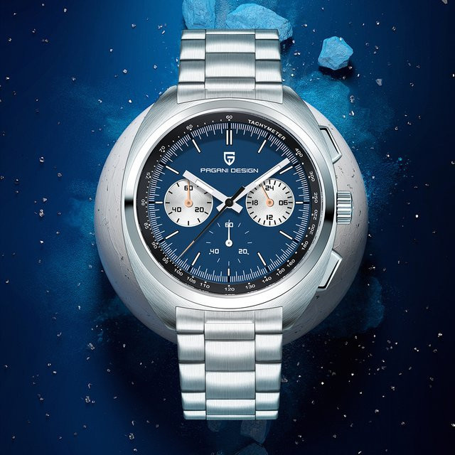 PAGANI DESIGN Chronograph, Herrenuhr, Quarz, Blau, Edelstahl, Silber - Bild 1