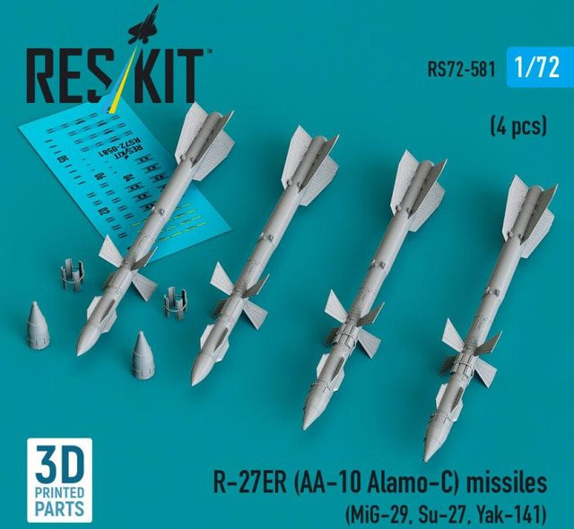 ResKit Models R-27ER (AA-10 Alamo-C) Raketen, 4-teiliges Set, 3D Printed - Bild 1