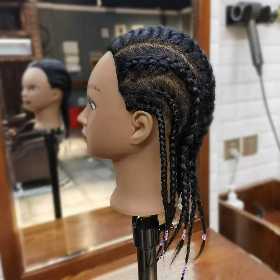 Yaki Haar Echthaar Mannequin Kopf mit Tischklemmständer, Unisex - Bild 6