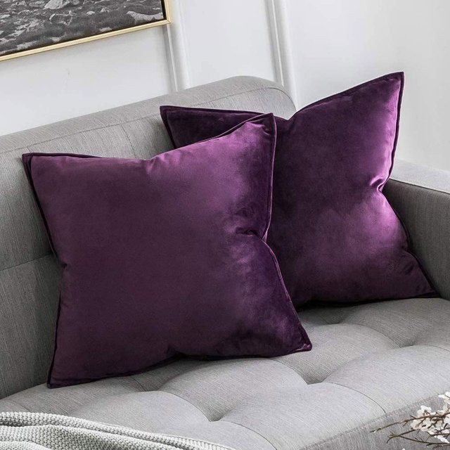TrendVibeCN Samt Sofakissenbezug mit Flansch in Lila, Nordisch Minimalistisches Design, B/H: 30 x 50 cm - Bild 1