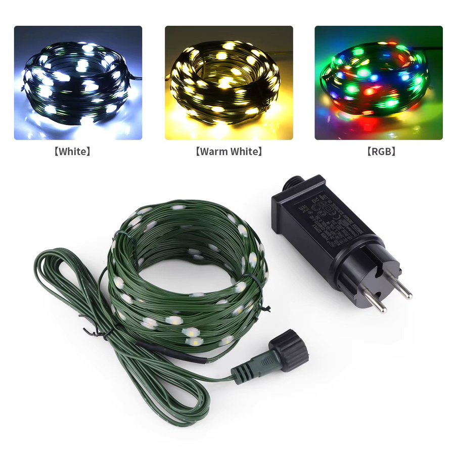 Rybakov LED Weihnachts-Lichterkette in Grün für Garten und Haus mit Draht und 220V EU-Stecker - Bild 6