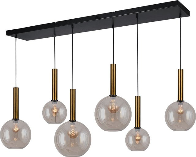 Masterlight Bella 2 Pendelleuchte 6-flammig in Gold und Messing antik mit Glas in Gold Fumé - Bild 1