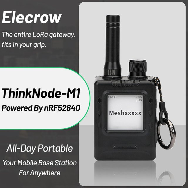 ELECROW Transceiver nRF52840 ThinkNode M1 SX1262 mit GPS für LoRa Meshtastic, Schwarz - Bild 1