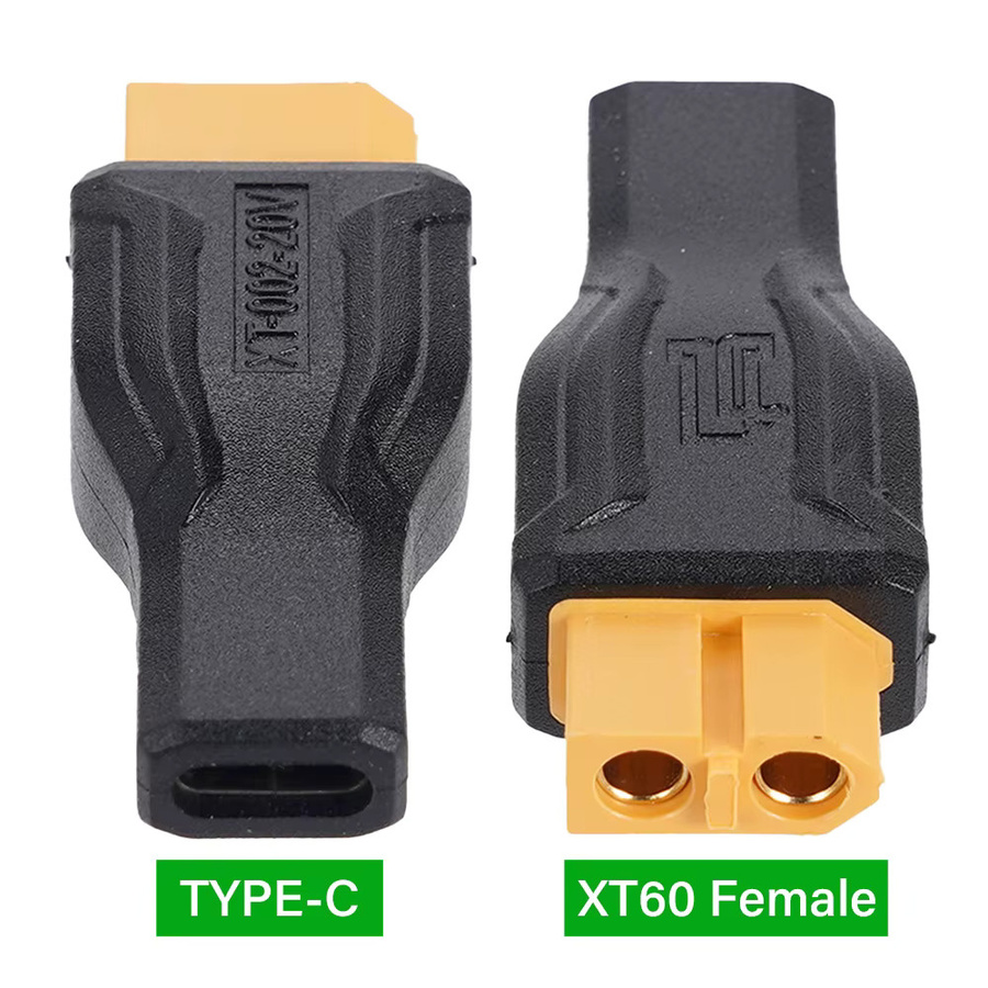 KingHui USB C auf XT60 Adapter Typ-C auf XT60 Buchse 100 W 5 A Ladeanschlussstecker in Schwarz für Lithium-Energiespeicher und RC Flugzeuge - Bild 3