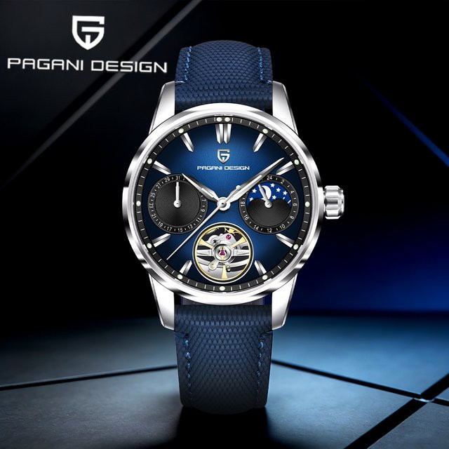 Pagani Design Armbanduhr Automatik, Edelstahl, Saphirglas, Blau, Herren - Bild 1