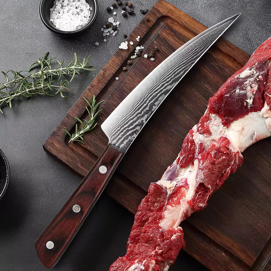 Xituo Ausbeinmesser aus Damaststahl mit Holzgriff und Full Tang für Fleisch und Fisch - Bild 5