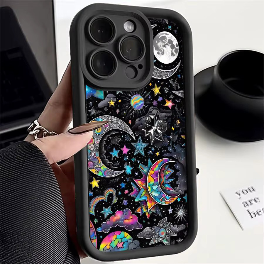 YAETEE Silikon Handyhülle mit Sternen und Mond für iPhone 16, 15, 14, 13, 12 und 11 in Multicolour - Bild 2