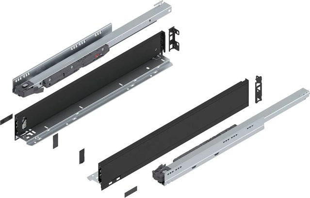 Blum Legrabox Pure Set Vollauszug mit Tip-On Push-to-Open, Carbonschwarz Matt, Tiefe: 600 mm, 1 Paar - Bild 1