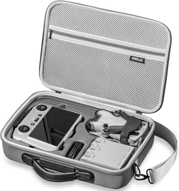 DJI Mini 4 Pro RC 2 Aufbewahrungstasche aus PU-Leder in Grau für Fly More Combo und RC2 Controller Kit - Bild 1