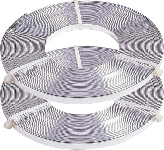 2 Rollen flacher Aluminium-Schmuckdraht in Silber, 18 Gauge, Breite: 0,5 cm, Gesamtlänge: 20 Meter - Bild 1