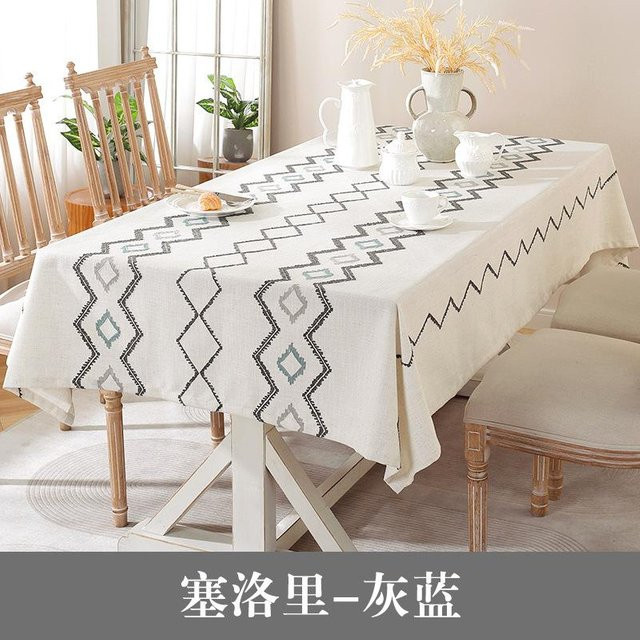 Super Six Tischdecke aus Baumwollleinen mit Blumen-Stickerei, rechteckig, weiß, B/T/H: 140 x 260 cm - Bild 1