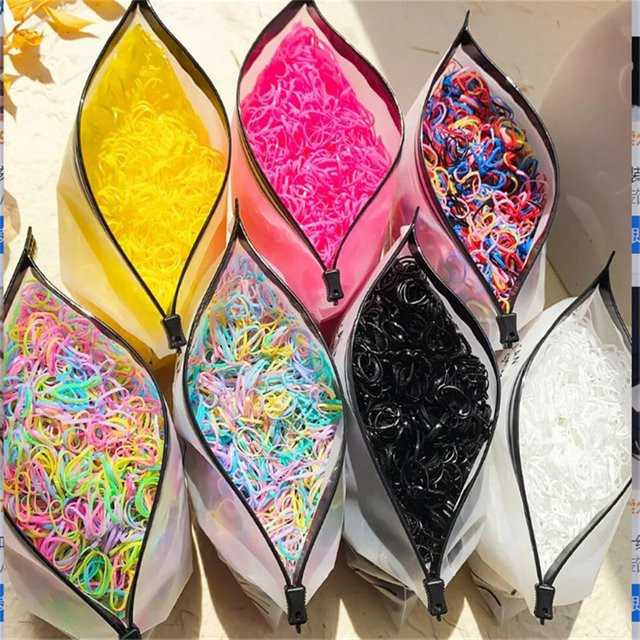 FORWOT Haar gummis Kinder, elastisch, bunt, 1000 stücke - Bild 1