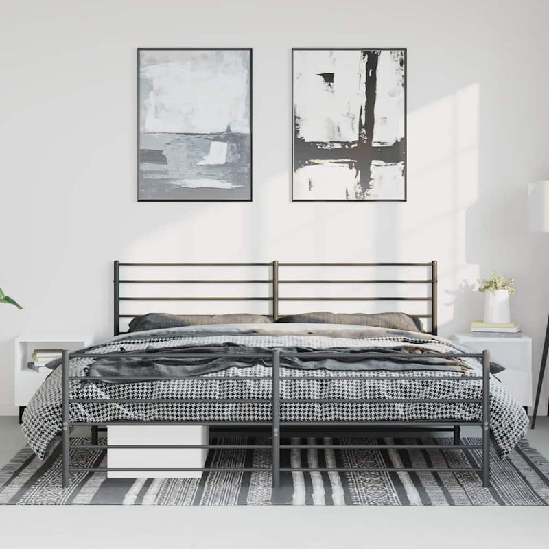 Vidaxl Metall-Bettgestell mit Kopfteil und Fußteil in Schwarz, B/T: 193 x 203 cm - Bild 3