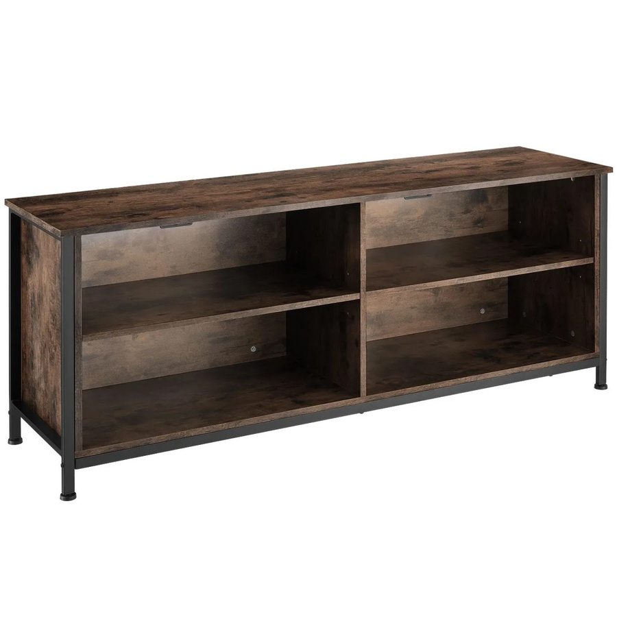 tectake Sideboard Industrial Style in Braun mit 4 offenen Fächern und Kabelaussparungen, B/T/H: 147 x 41 x 60,5 cm - Bild 3