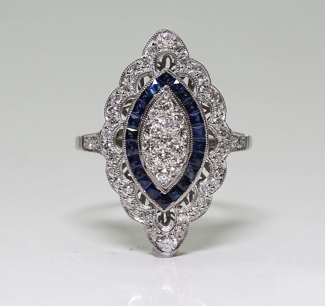 YIRAN Ring, Blau Weiß Zirkon, Damen - Bild 1