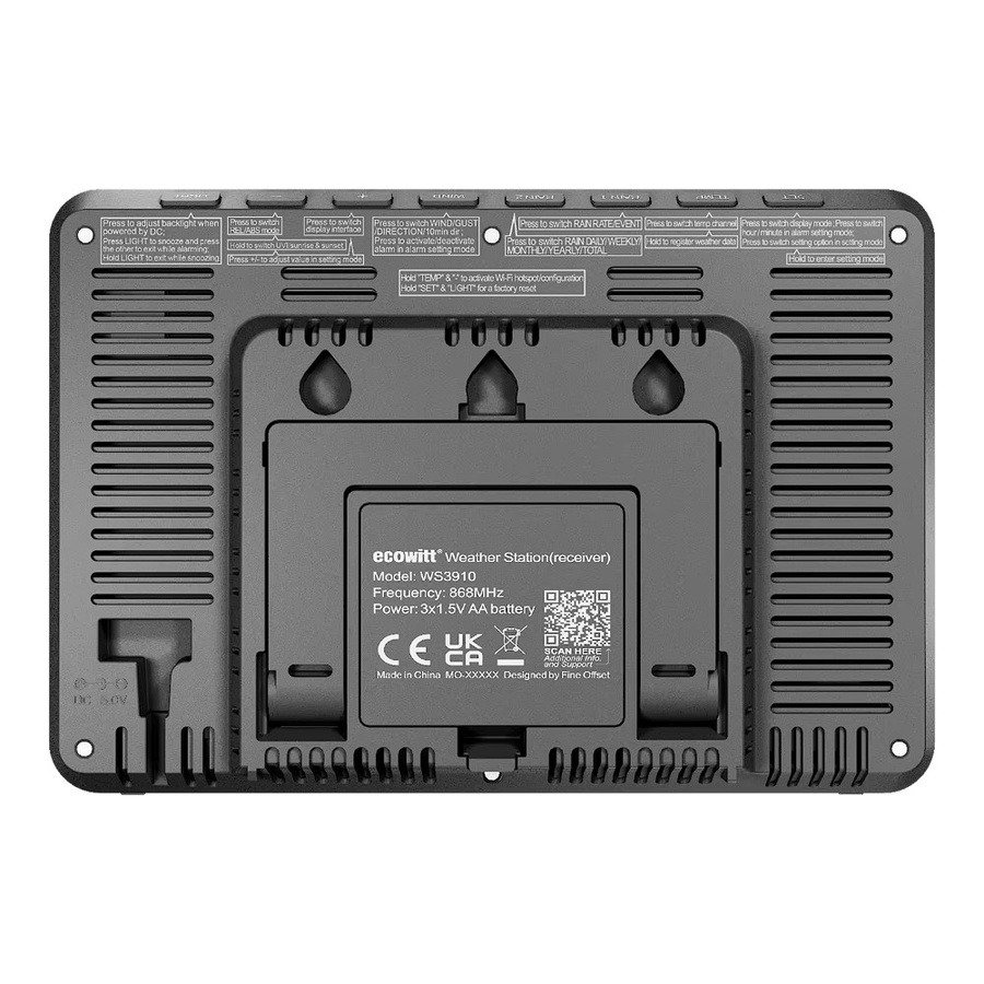 Ecowitt WS3910 Wi-Fi Wetterstation mit 7,5 Zoll LCD-Farbdisplay und eingebautem CO2-Sensor in Schwarz - Bild 3