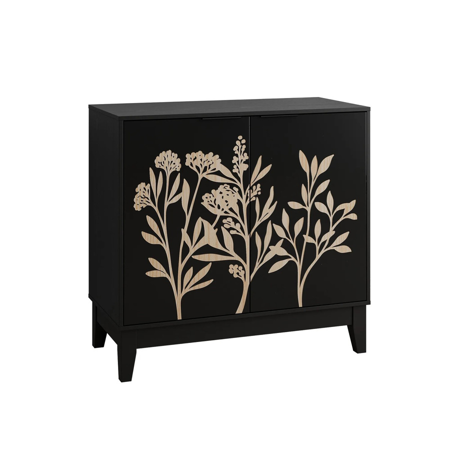 okwish Buffetschrank mit 2 Türen und Regalen für dein Wohnzimmer, Schwarz, B/H/T: 80 x 76 x 38 cm - Bild 2