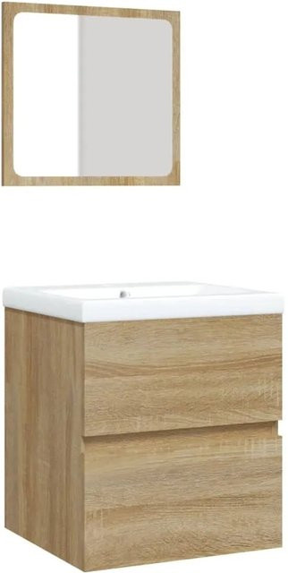 vidaXL Badezimmer-Waschbeckenunterschrank mit Spiegelschrank in Sonoma Eiche und Weiß, modern und wandmontiert, B/T/H: 45,0 x 38,5 x 41,0 cm - Bild 1