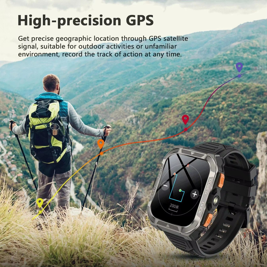 Blackview W80 Pro Outdoor Smartwatch in Schwarz mit KI-GPS, SpO2-Messung, 1,91 Zoll Display und 900mAh Akku - Bild 3