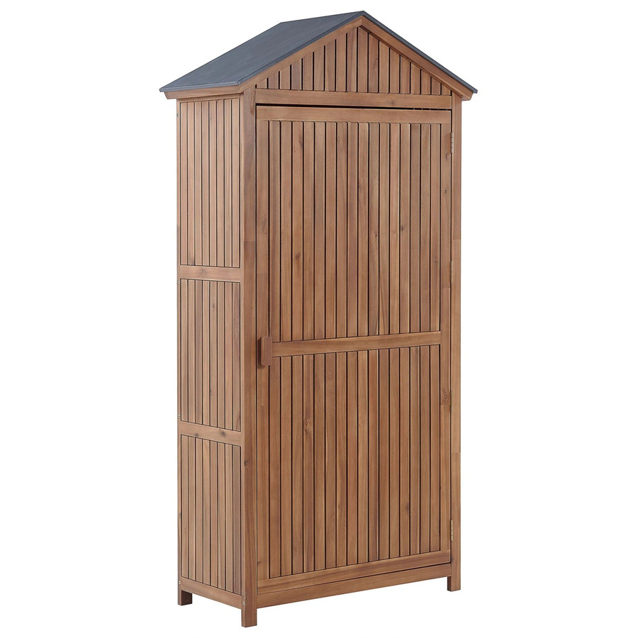 Beliani Gartenschrank SAVOCA in Braun und Grau aus Holz und Stahl, B/T/H: 100 x 40 x 200 cm - Bild 2