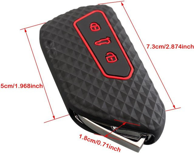 Silikon Schlüsselhülle für Seat Leon MK4 Cupra Formentor, Skoda Octavia A8 MK4 MK8, VW Golf 8 GTI und ID.4 in Schwarz - Bild 1