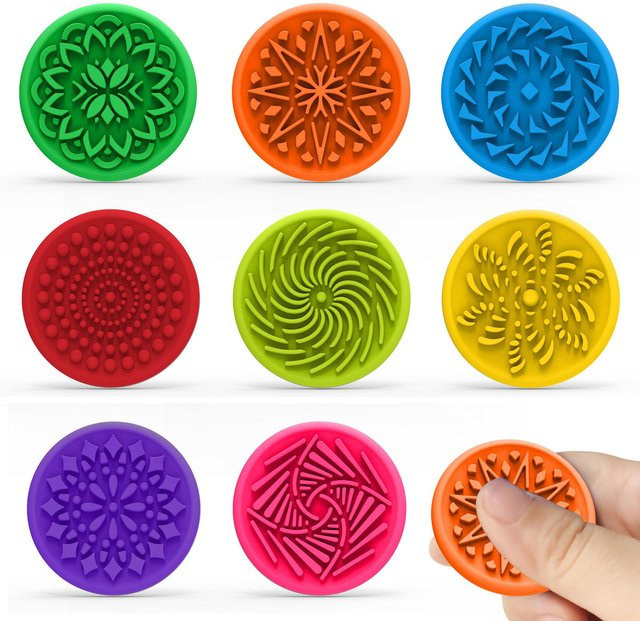 Topmix Runde Sensorische Steine, Silikon, 8-teiliges Set, Multicolour - Bild 1