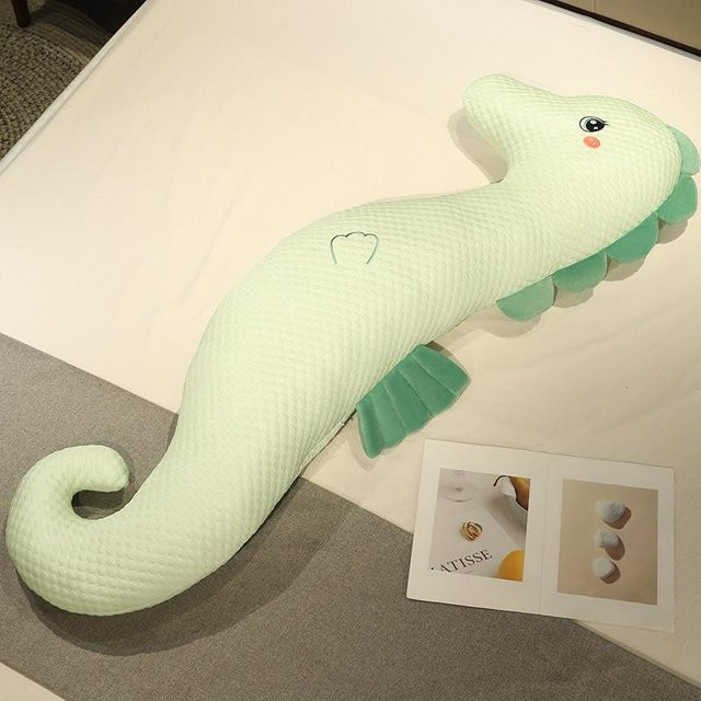 Yiran toy Eis Seide Seepferdchen Plüschkissen, Meerestier, Grau Blau Rosa Grün, ab 14 Jahren - Bild 1