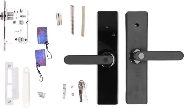 Aimo WLAN Smart Türschloss in Schwarz mit Griffen für Tuya Fingerabdruck IC-Karte und Passwörter - Bild 1