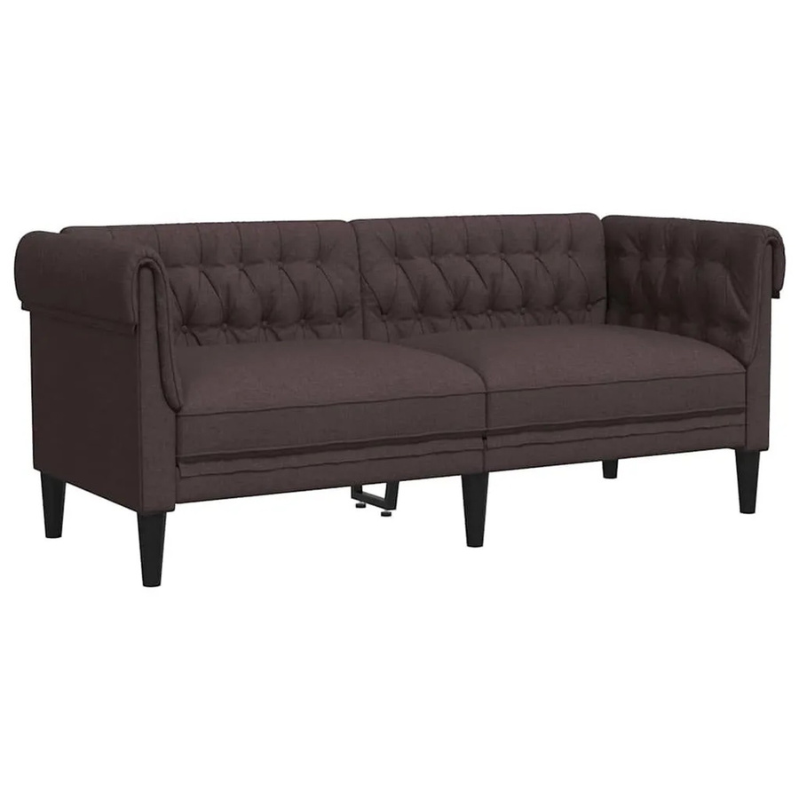 vidaXL Chesterfield-Sofa 2-Sitzer Dunkelbraun aus Stoff mit Holzrahmen - Bild 2