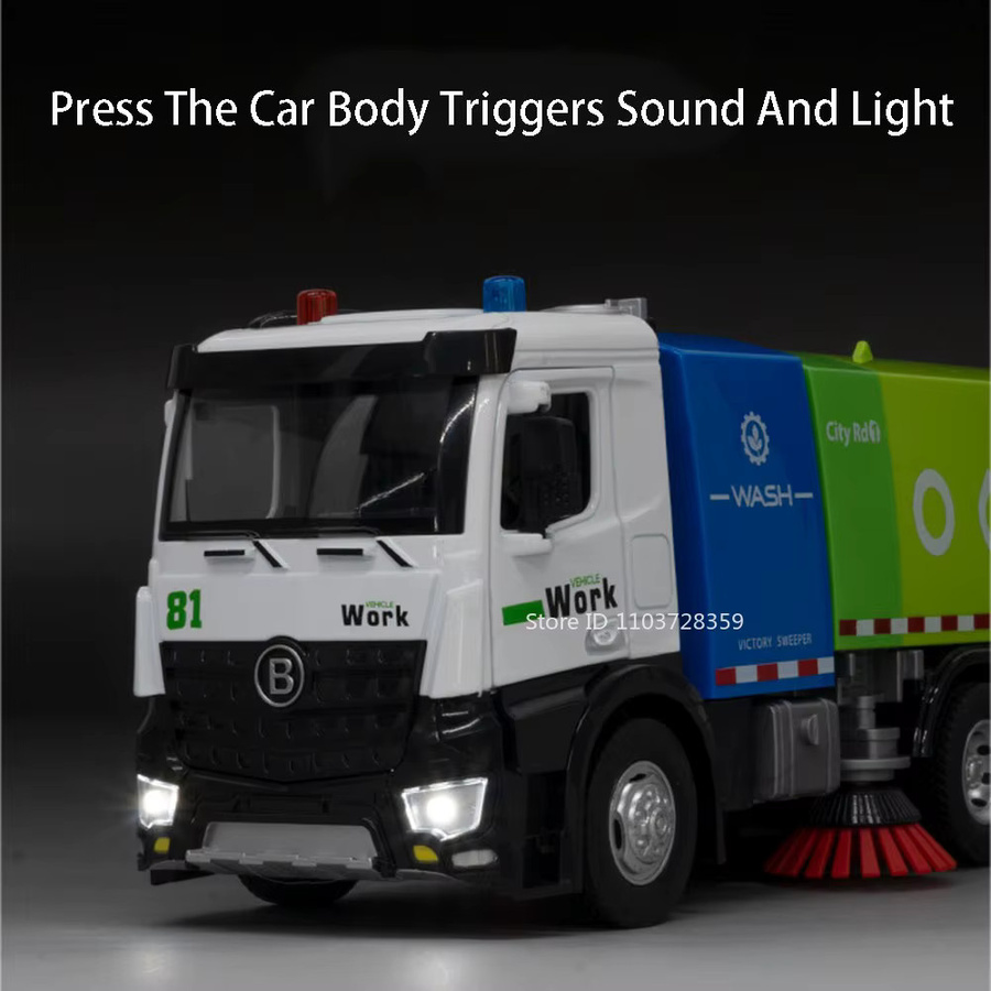 YBC YIBAICHENG Stadt Sprinkler Fahrzeug, Modell, Metall, 1:24, mit Licht und Sound - Bild 4