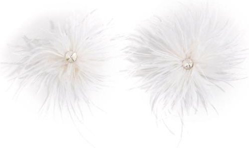 PLUM LAI Hängeohrringe, Feder, Quaste, Strass, weiß, Damen - Bild 1