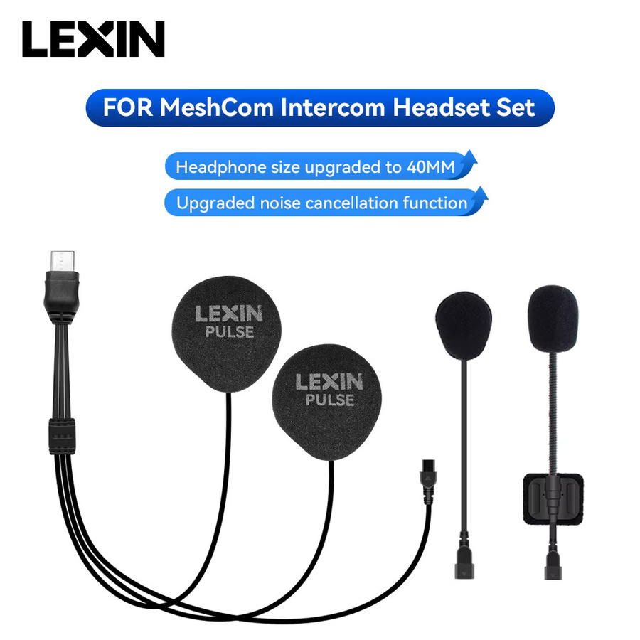 LEXIN MeshCom Intercom Bluetooth Headset mit 40mm Lautsprechern und Clip-Set für Voll- und Halbhelme in Schwarz mit Geräuschunterdrückung - Bild 2