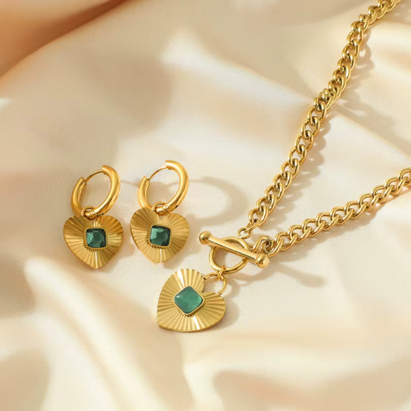 Eilieck Schmuck-Set, Halskette und Ohrringe, Edelstahl, Kristall, Damen - Bild 2