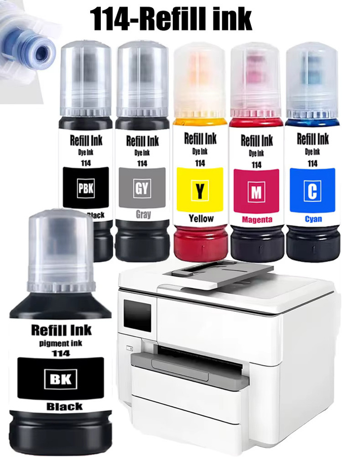 Kompatibles Epson 114 Nachfüll-Tintenkit mit Pigment- und Farbstoff-Tinte für Epson EcoTank ET-8550 Drucker - Bild 1