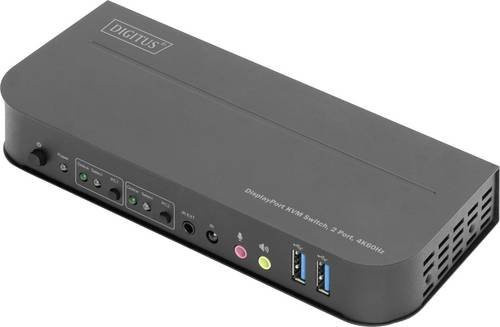 Digitus DS-12850 KVM-Audio-USB-Switch 2-Port mit HDMI, DisplayPort und USB-C in Schwarz für 4K UHD - Bild 2