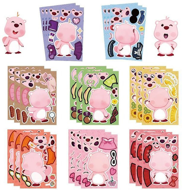 Bandai Loopy Baby Beaver DIY-Puzzle-Aufkleber, 8-teiliges Set - Bild 1