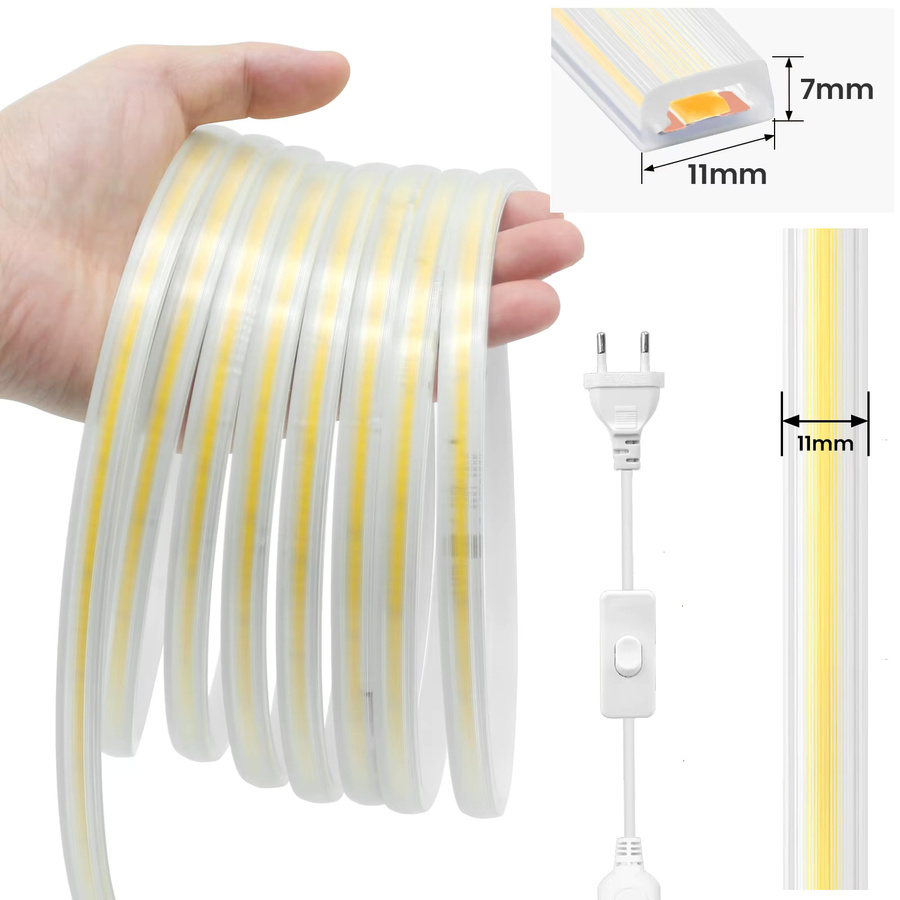 HEGEHE COB LED-Streifen IP65 wasserdicht mit EU-Schalterstecker, Warmweiß/Naturweiß, 220V - Bild 4