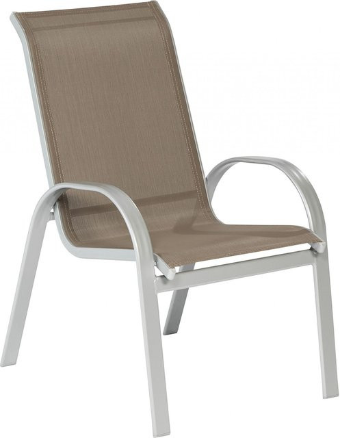 Merxx Amalfi Stapelsessel 2er Set aus Aluminium in Taupe mit Textilgewebe - Bild 1