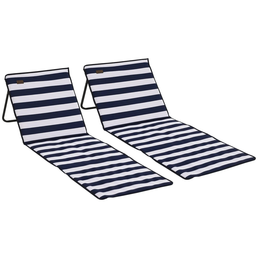 Outsunny Strandliegen 2er-Set aus Oxford-Gewebe und Stahl, Blau und Weiß, B/T/H: 142 x 51 x 40 cm - Bild 2