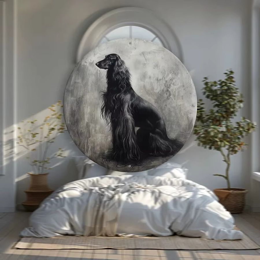 Hello Young Moderne Wanddekoration mit afghanischem Windhund-Porträt in Schwarz-Weiß - Bild 6