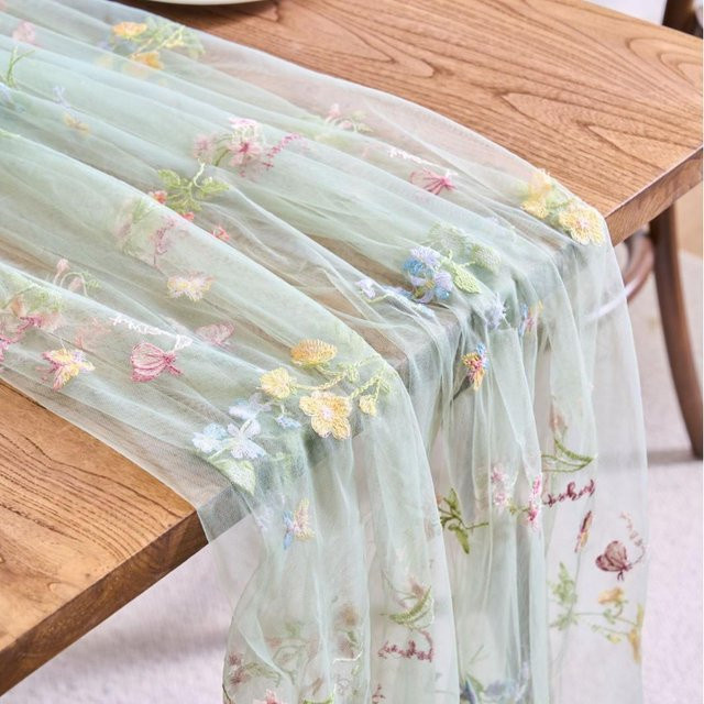 Got Now Spitzen-Tischläufer im französischen Retro-Stil mit floraler Blumenstickerei, Weiß, Schwarz oder Grün, Länge: 180 cm - Bild 1