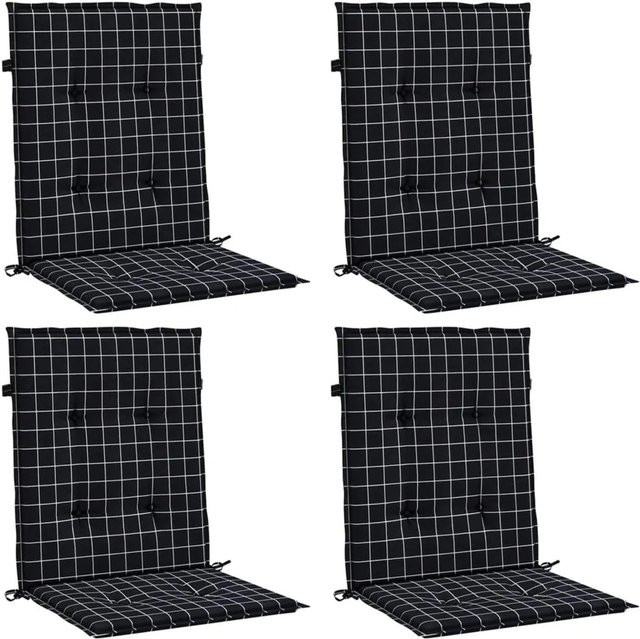 vidaXL Niedriglehner-Auflagen 4er-Set Schwarz-weiß Karomuster aus wasserabweisendem Polyester - Bild 1