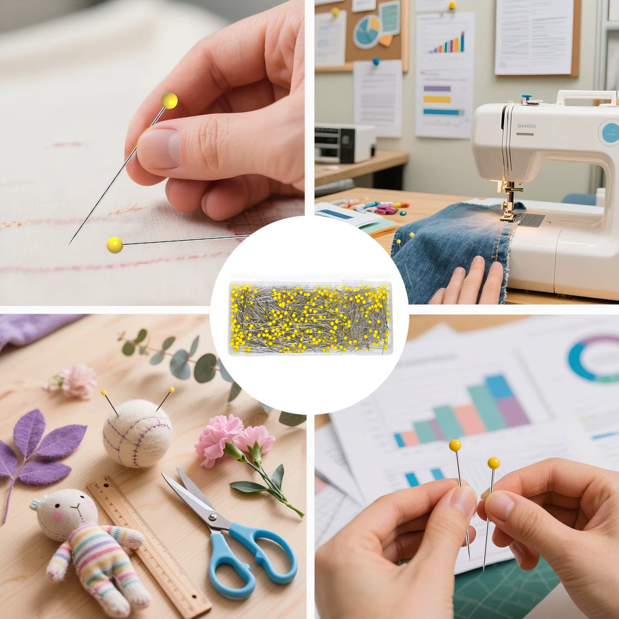 500 Stück Quiltnadeln aus Edelstahl mit Glaskopf in Blau, 1,75 Zoll für Nähen und DIY-Projekte - Bild 3
