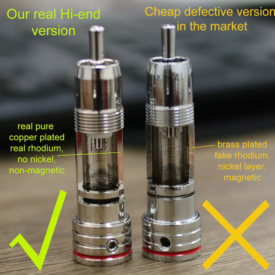 4 Stück RCA-Audio-Stecker und Buchsen von xianshishenghuo aus reinem Kupfer mit Rhodium-Beschichtung in Silber - Bild 3