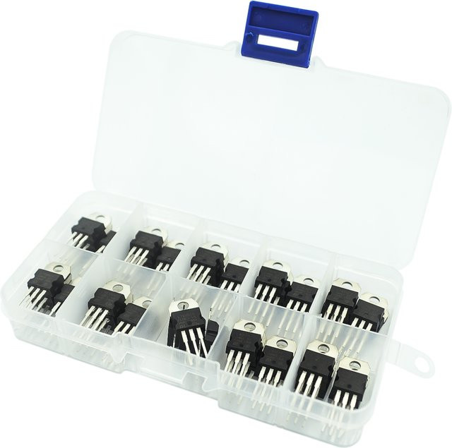 Si Tai&SH Spannungsregler-Sortiment-Kit mit 10 Werten und 50 Stück inklusive LM317T L7805 L7806 L7808 L7809 L7810 L7812 L7815 L7818 L7824 Transistoren in einer Box - Bild 1
