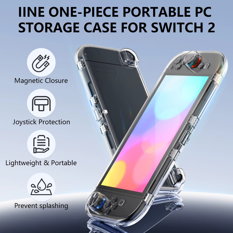 IINE Tragbarer PC-Aufbewahrungskoffer für Switch 2 mit Magnetverschluss und Joystick-Schutz, spritzwassergeschützt und leicht - Bild 1