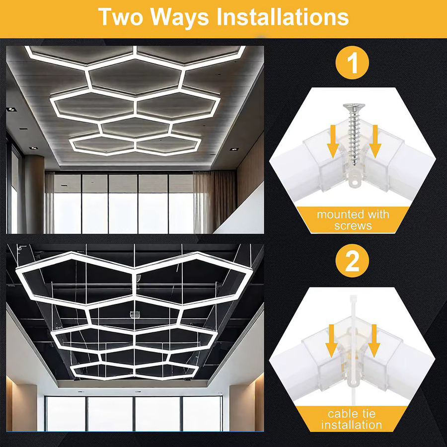 VASTFIRE Honeycomb LED Deckenleuchte in Weiß, moderne sechseckige Downlight-Leuchte für Büro und Konferenzräume - Bild 3